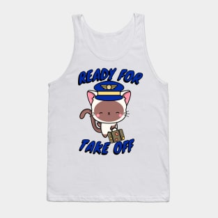 Pilot White cat Tank Top